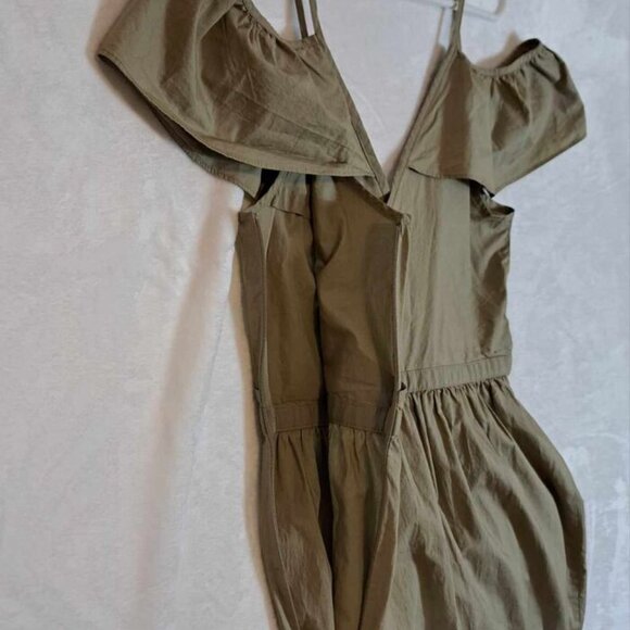 Madewell Khaki Cold-Shoulder‎ Ruffle Dress in Khaki Size 6 Womens - Picture 6 of 13